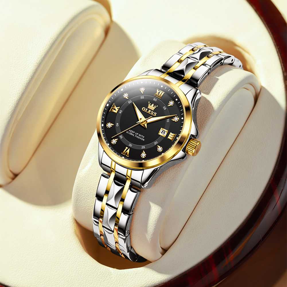 #Color_Two Tone Strap-Black Dial Gold Trim