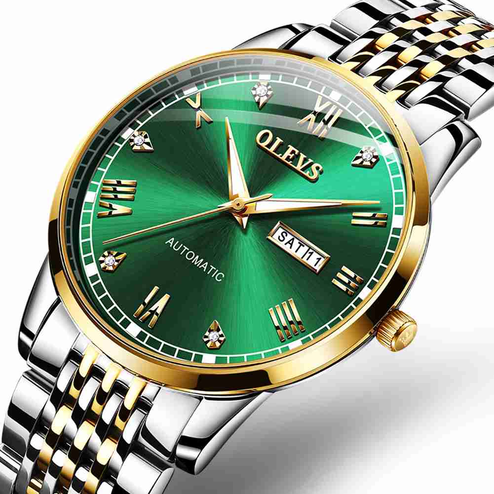 #color_Two Tone Strap-Green Dial Gold Trim