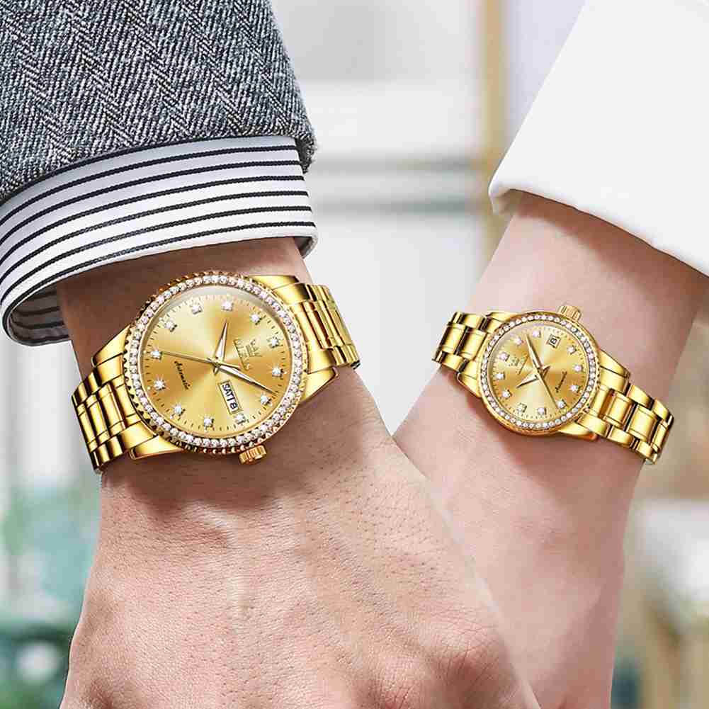 OLEVS 7003 Couple Watch His And Her Set Watches Business Analog Mechanical Watch Men And Women Watches Stainless