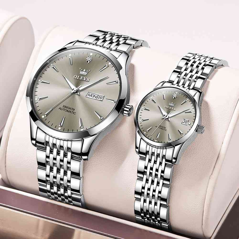 OLEVS 6635 Couple's Watch Stainless Steel Classic Luxury Luminous Waterproof Casual Watch