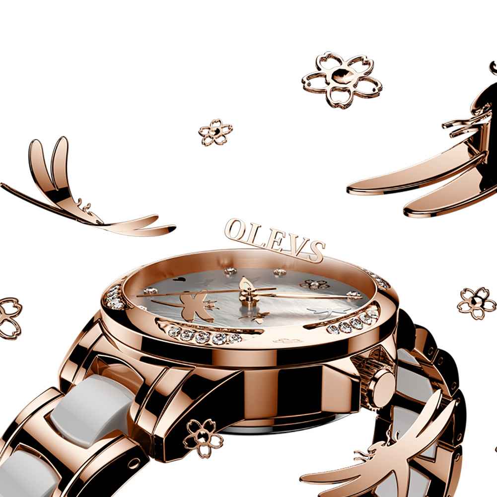 OLEVS 6610 Ceramic Rhinestone Mechanical Watch