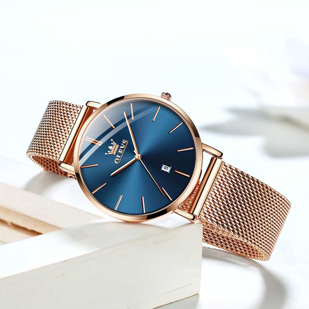 OLEVS 5869 Watch For Women Set Fashion Ladys Wrist Watch Minimalist With Rose Gold Bracelet Analog Quartz Date Waterproof Wrist Watches