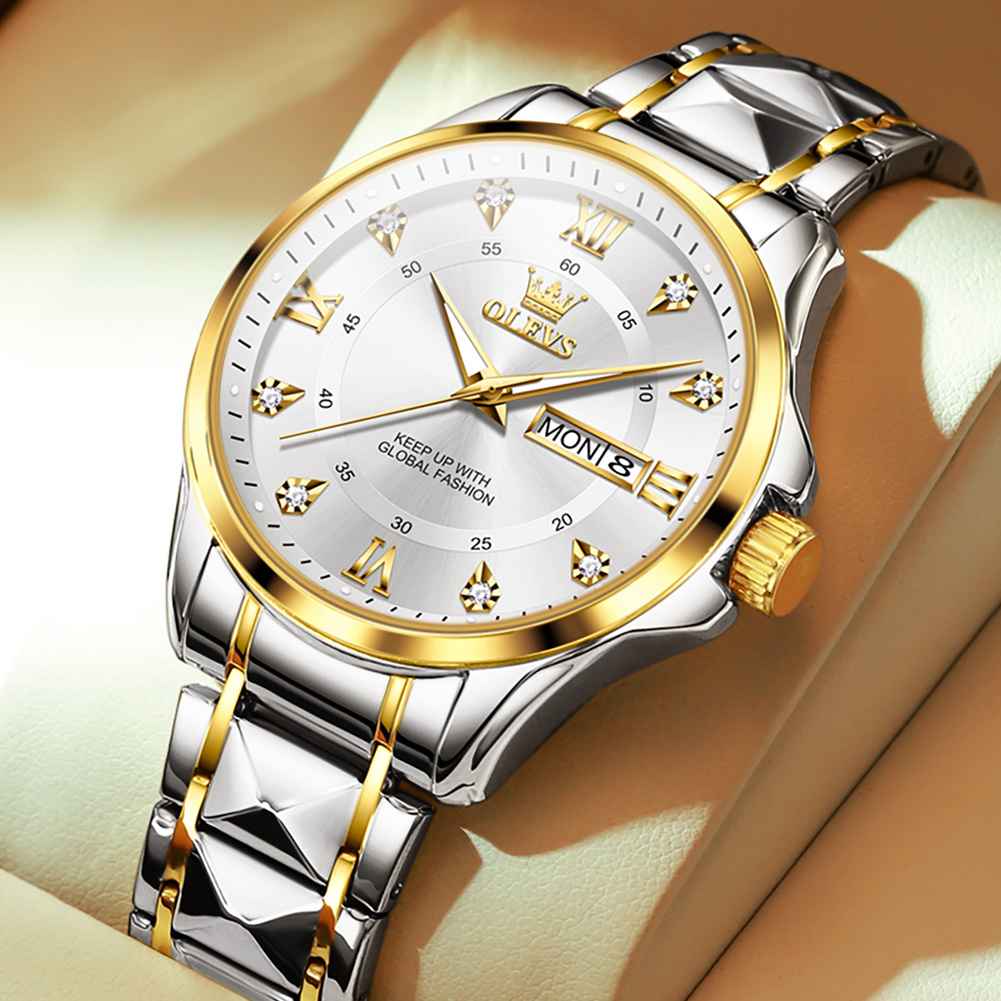 OLEVS 2906 Mens Watches Diamond Chronograph Fashion Casual Dress Wrist Watch Luminous Waterproof