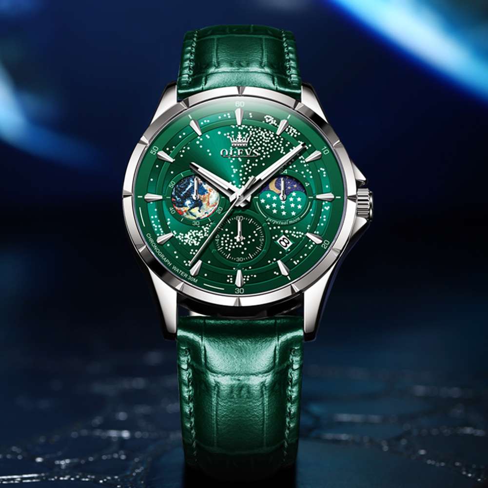 #Color_Green Strap - Green Dial Silver Trim