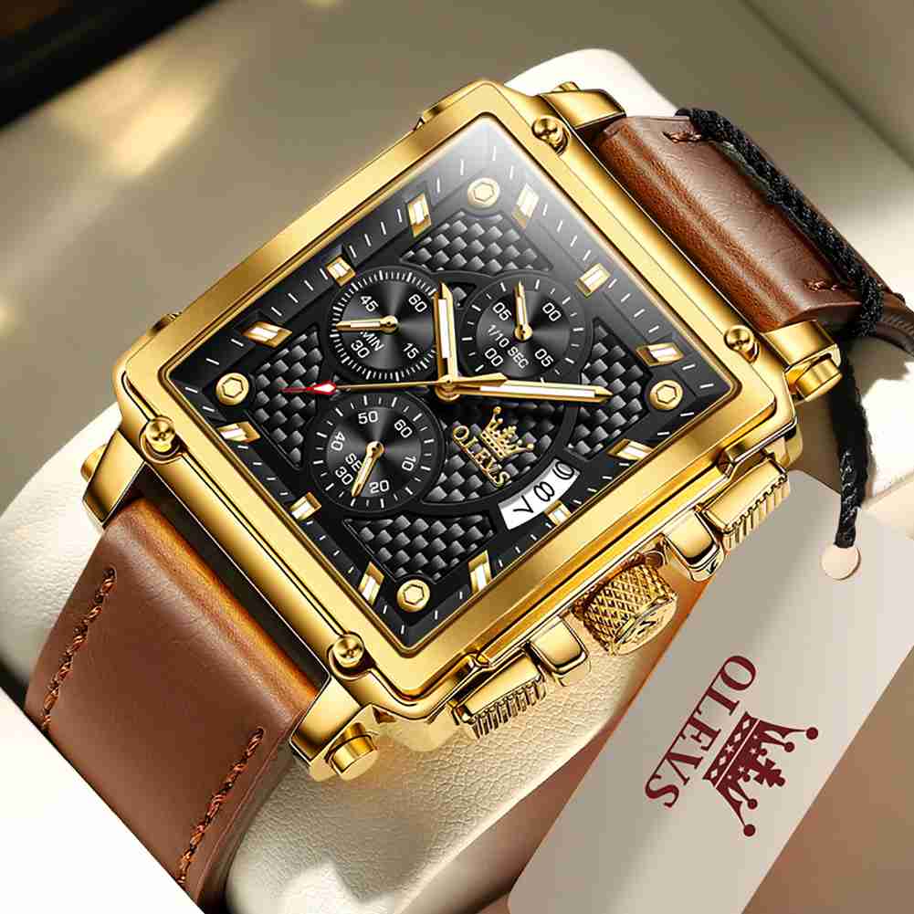 #Color_Brown Strap - Black Dial Gold Trim