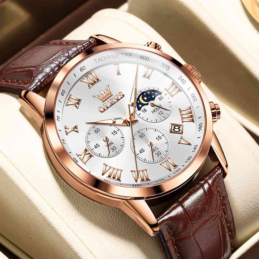 #Color_Brown Strap - White Dial Rose Trim