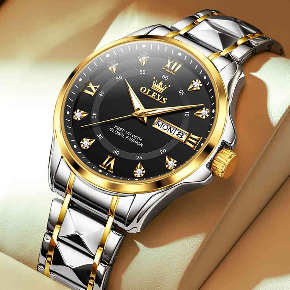 OLEVS 2906 Mens Watches Diamond Chronograph Fashion Casual Dress Wrist Watch Luminous Waterproof