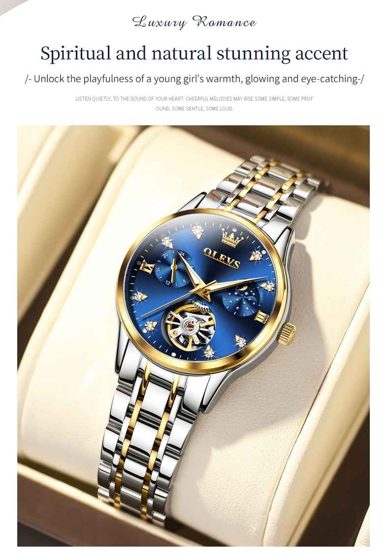 Olevs 6608+6633 Luxury design of mechanical watches for couples