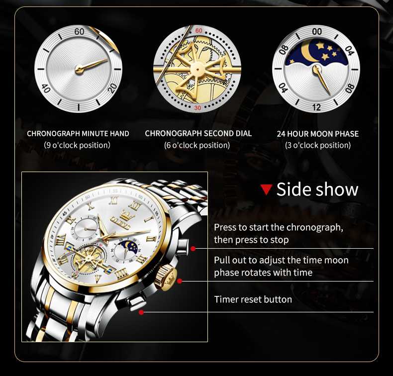 OLEVS 2859 Mens Watches Chronograph Dress Wrist Watch Waterproof Luminous Function