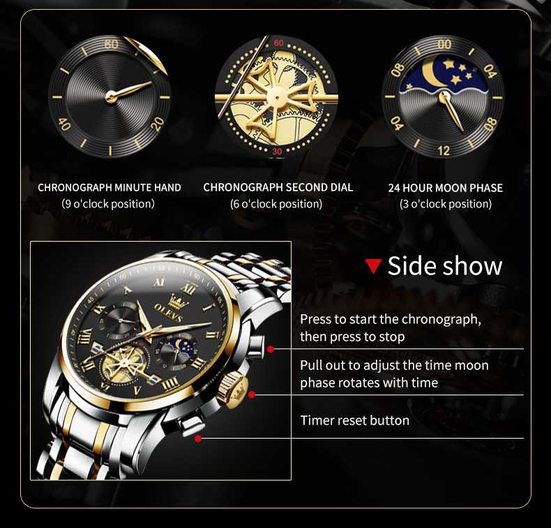 OLEVS 2859 Mens Watches Chronograph Dress Wrist Watch Waterproof Luminous Function