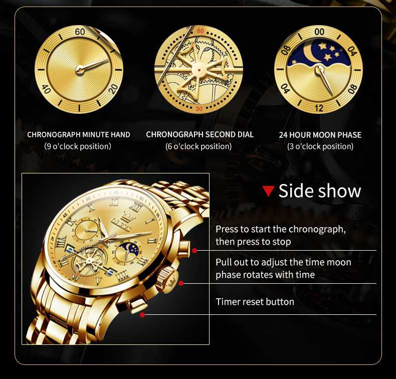 OLEVS 2859 Mens Watches Chronograph Dress Wrist Watch Waterproof Luminous Function