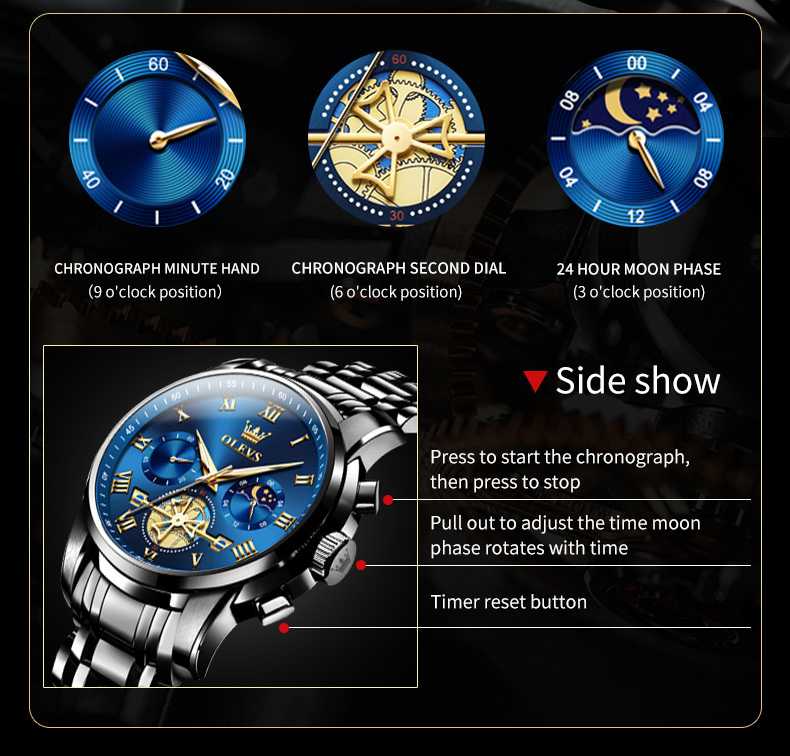 OLEVS 2859 Mens Watches Chronograph Dress Wrist Watch Waterproof Luminous Function