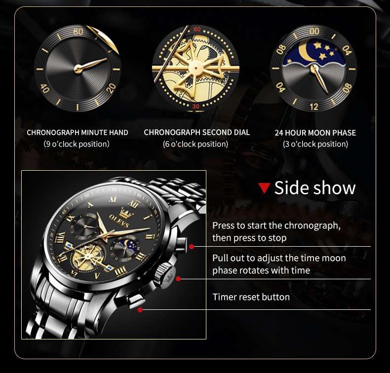 OLEVS 2859 Mens Watches Chronograph Dress Wrist Watch Waterproof Luminous Function