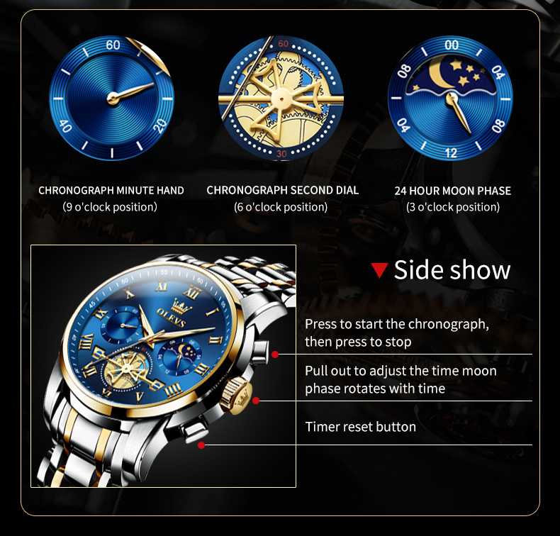 OLEVS 2859 Mens Watches Chronograph Dress Wrist Watch Waterproof Luminous Function