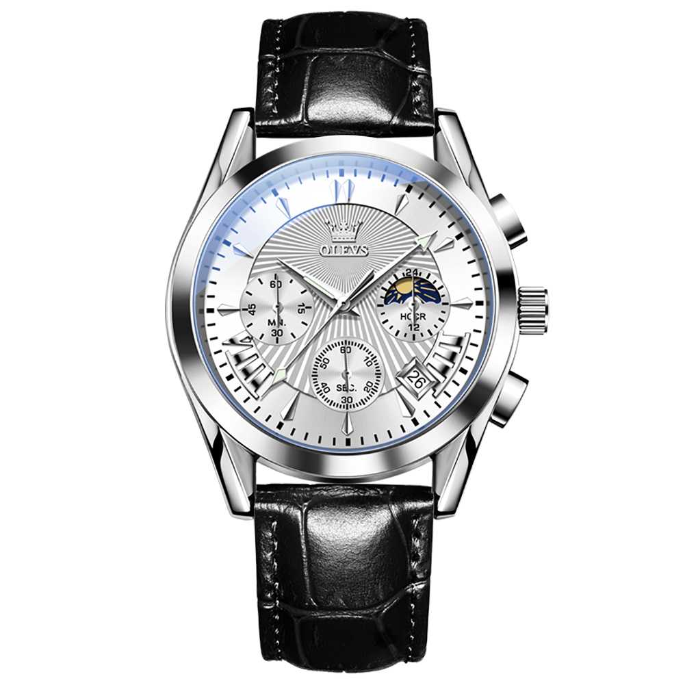 #Color_Black Strap-White Dial Silver Trim