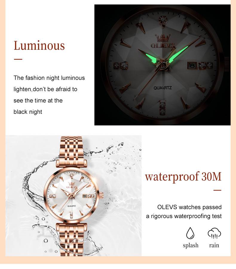 OLEVS 5536 Watch For Women Set Fashion Ladys Wrist Watch Minimalist With Rose Gold Bracelet Waterproof Wrist Watches