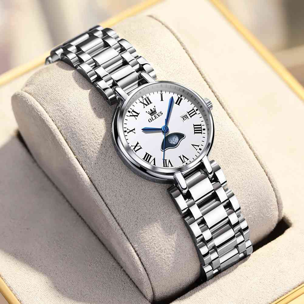 #Color_White Dial Silver Trim Arabic Numerals Pasta