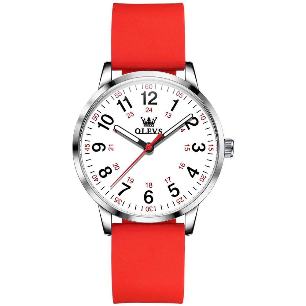 #Color_Red Strap-White Dial Silver Trim 