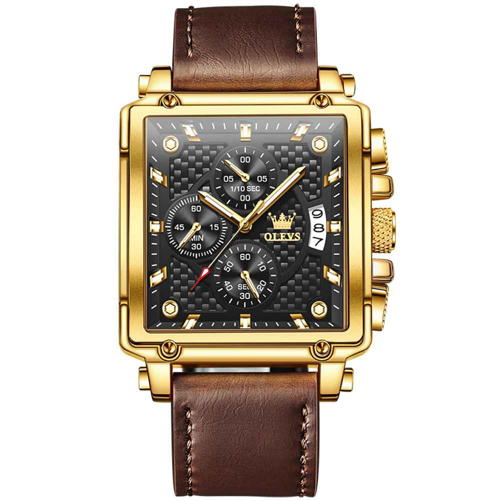 #Color_Brown Strap - Black Dial Gold Trim