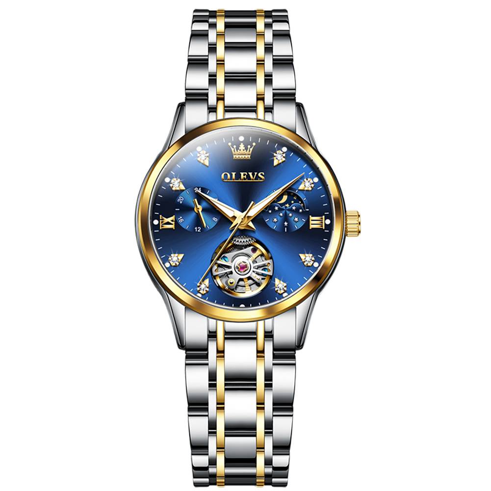 #color_Two Tone Strap-Blue Dial Gold Trim