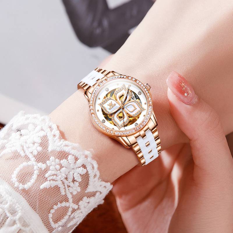 OLEVS 6612 Women's Fashion Mechanical Watch - Luxury Diamond Design