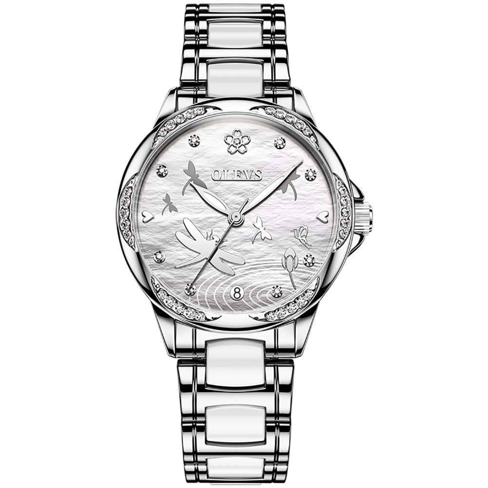 OLEVS 6610 Ceramic Rhinestone Mechanical Watch