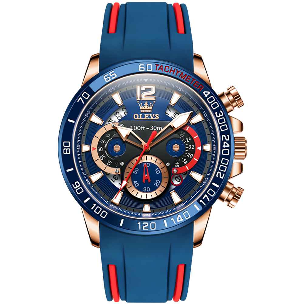 #Color_Blue Strap-Blue Dial Rose Gold Trim