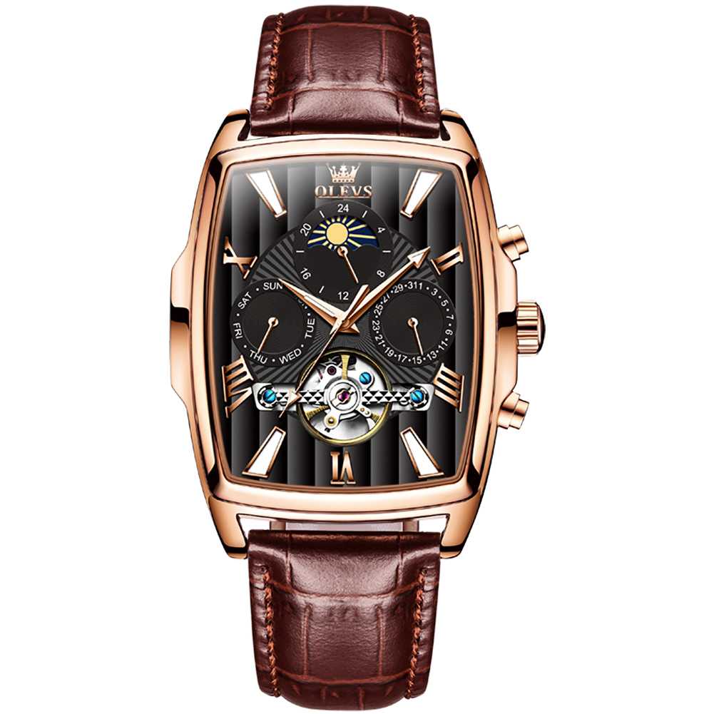 #color_Brown Strap - Black Dial Rose Trim