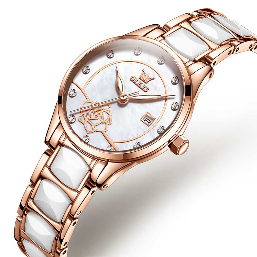 #Color_Rose Strap-White Dial Rose Gold Trim