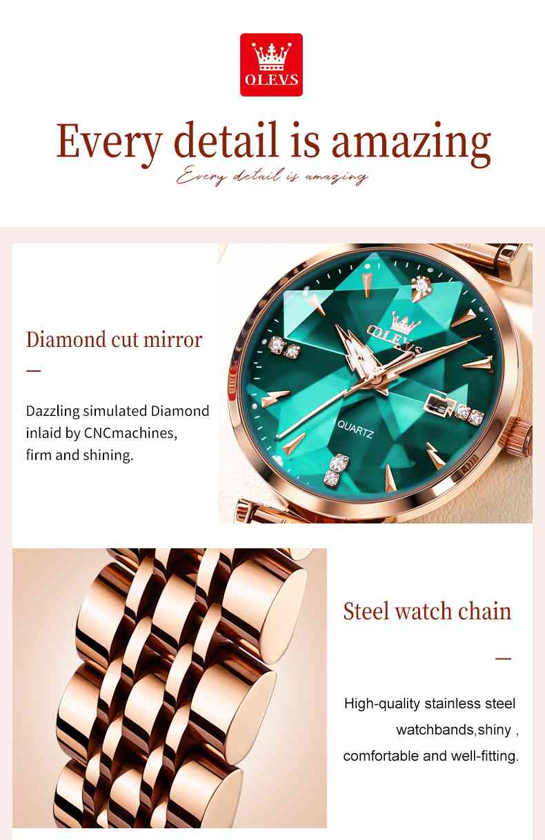 OLEVS 5536 Watch For Women Set Fashion Ladys Wrist Watch Minimalist With Rose Gold Bracelet Waterproof Wrist Watches