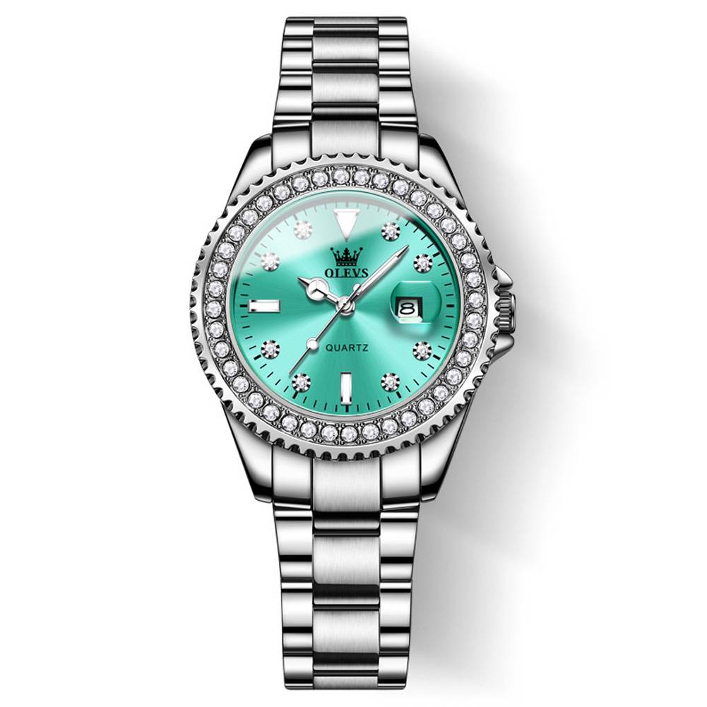 #Color_Silver Strap - Cyan-Blue Dial Silver Trim