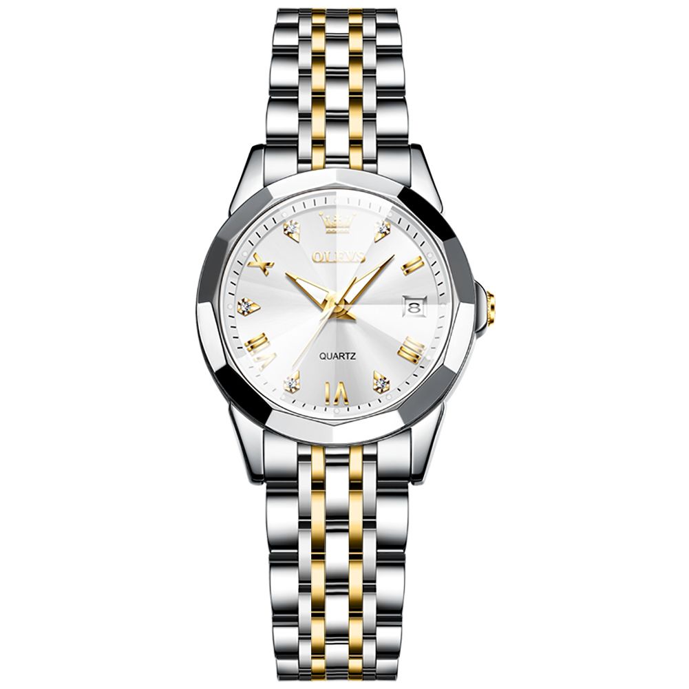 OLEVS 9931 Watch For Women Quartz Diamond Fashion Elegant Dress Ladies Watch Stainless Steel Two Tone Day Date Wrist Watches