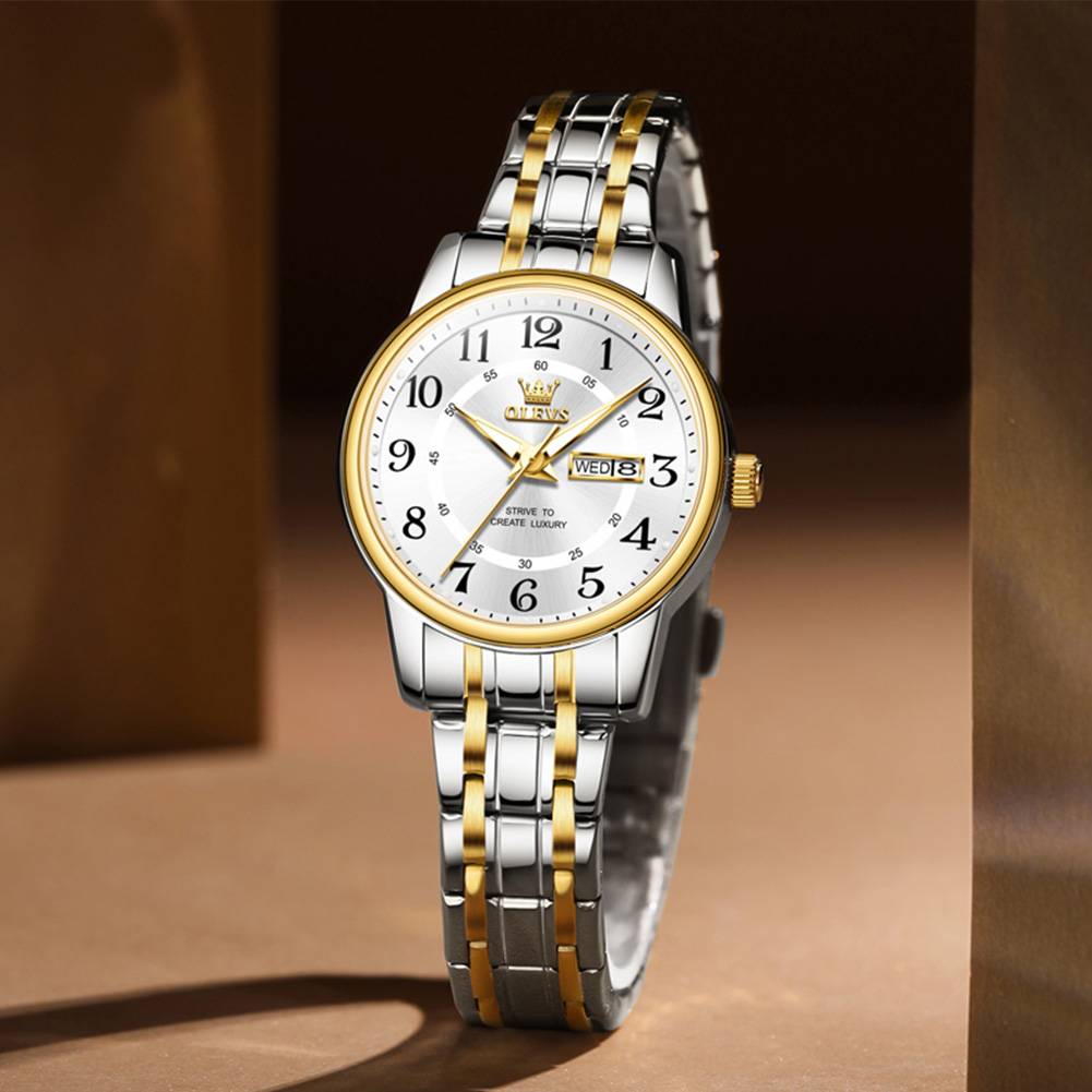 #Color_Two Tone Strap-White Dial Gold Trim