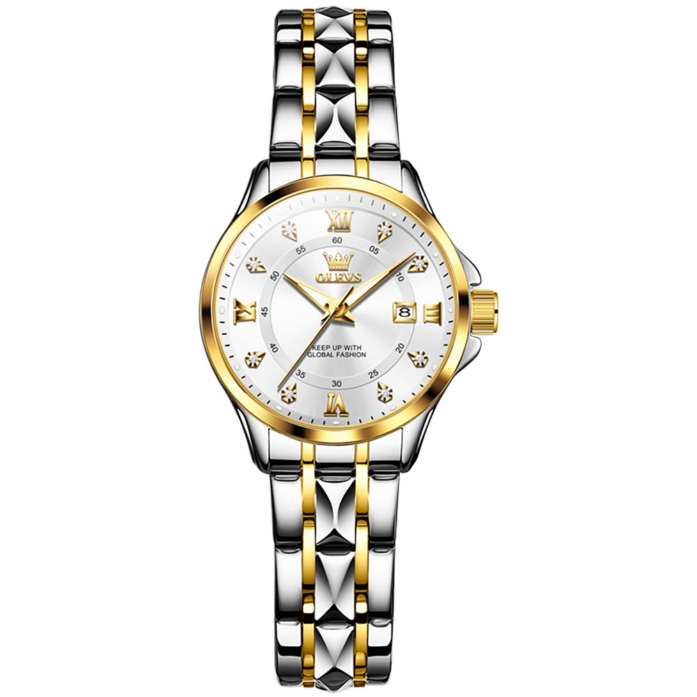 #Color_Two Tone Strap-White Dial Gold Trim