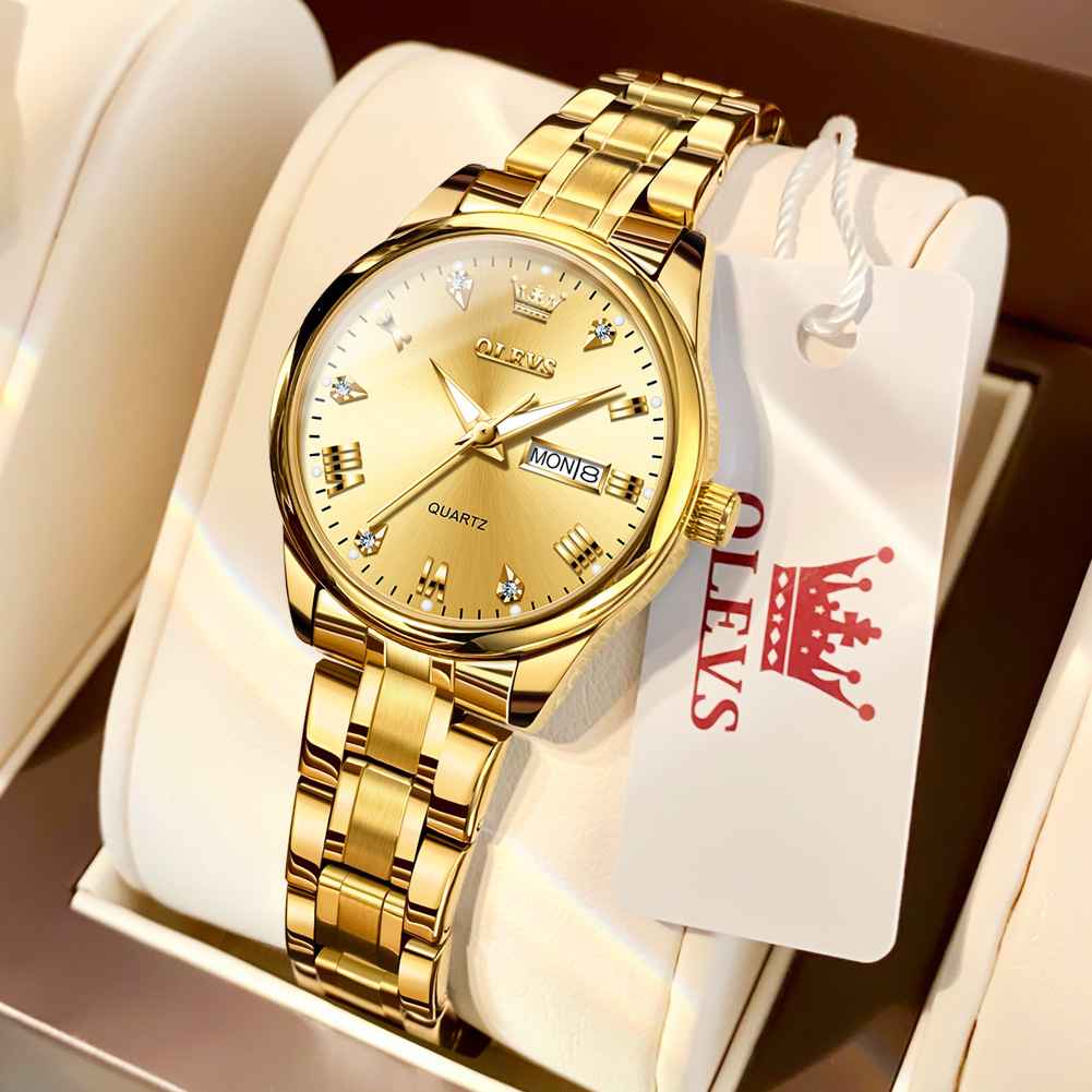 OLEVS 5563 Watch For Women Diamond Fashion Elegant Dress Ladies Watch Two Tone Wrist Watches Waterproof Luminous