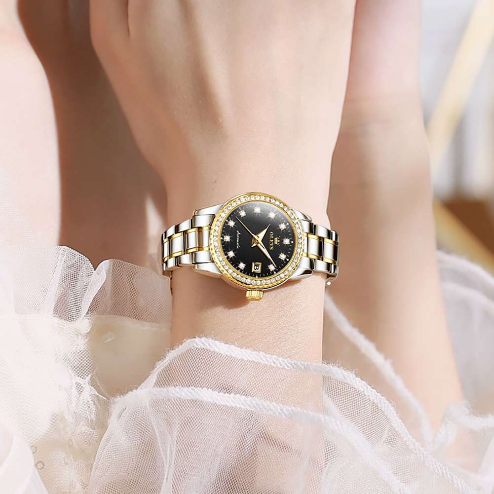 OLEVS 7003 Womens Watches Diamond Luxury Dress Wrist Watch Stainless Steel Waterproof Luminous Date