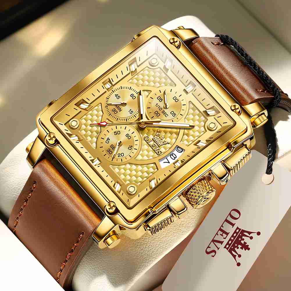 OLEVS 9925 Watches For Men Chronograph Fashion Dress Watch Waterproof Luminous Casual Square Wrist Watches