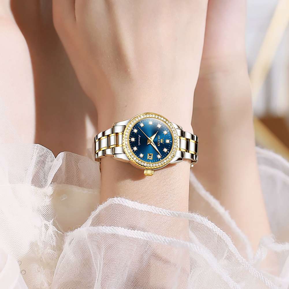 OLEVS 7003 Womens Watches Diamond Luxury Dress Wrist Watch Stainless Steel Waterproof Luminous Date