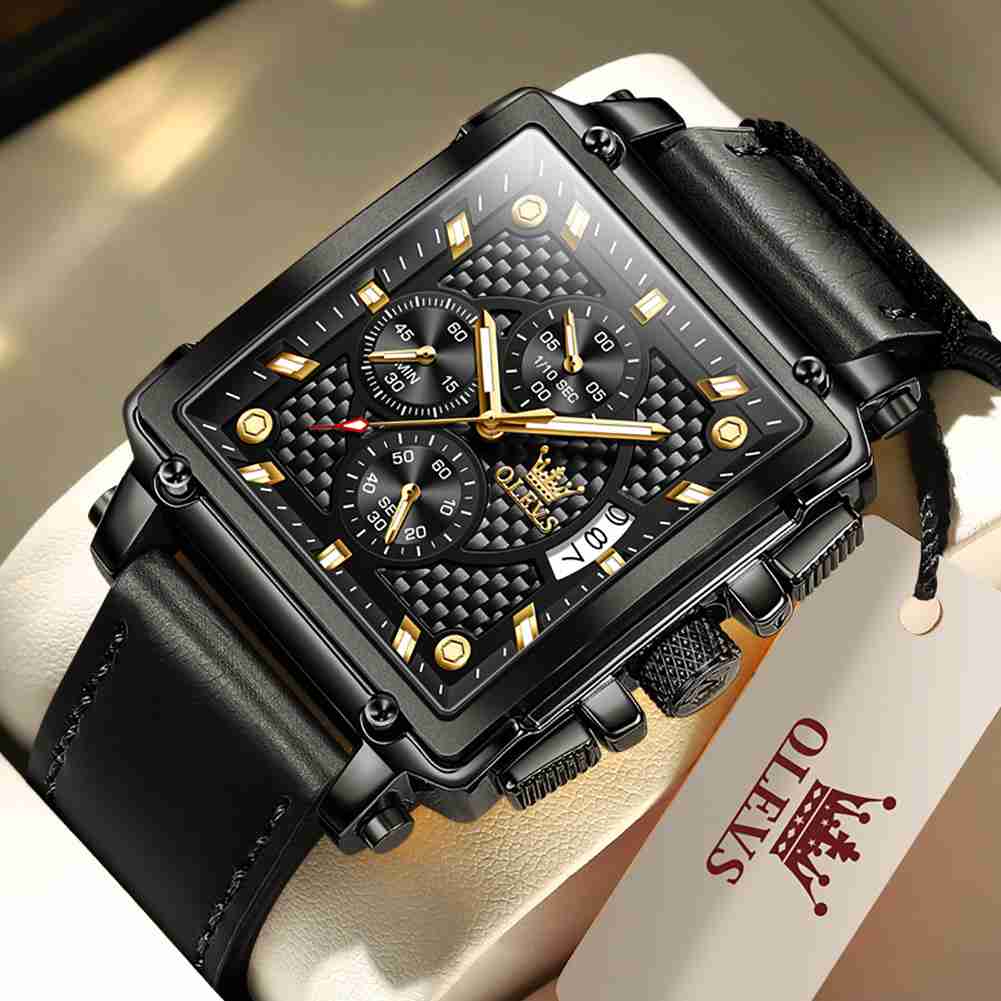 OLEVS 9925 Watches For Men Chronograph Fashion Dress Watch Waterproof Luminous Casual Square Wrist Watches