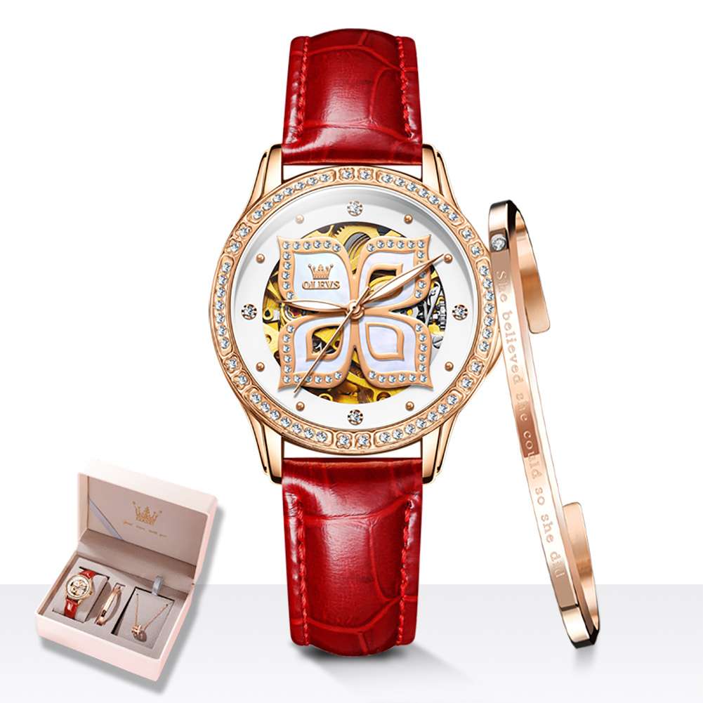 OLEVS 6612 Women's Fashion Mechanical Watch - Luxury Diamond Design