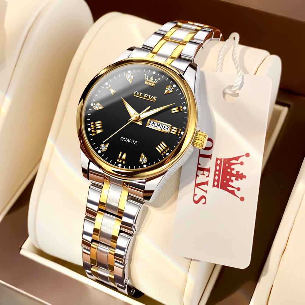 OLEVS 5563 Watch For Women Diamond Fashion Elegant Dress Ladies Watch Two Tone Wrist Watches Waterproof Luminous