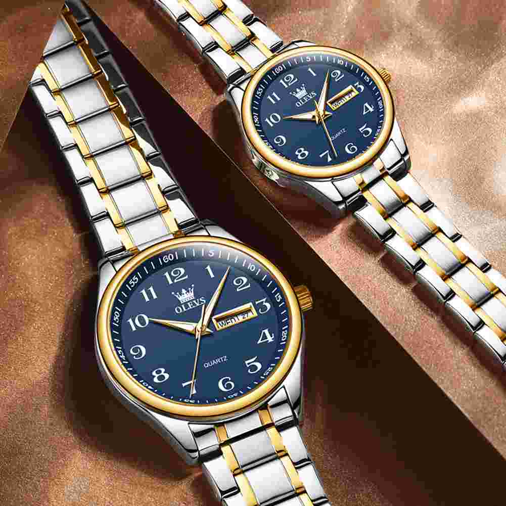 #Color_Two Tone Strap - Blue Dial Gold Trim