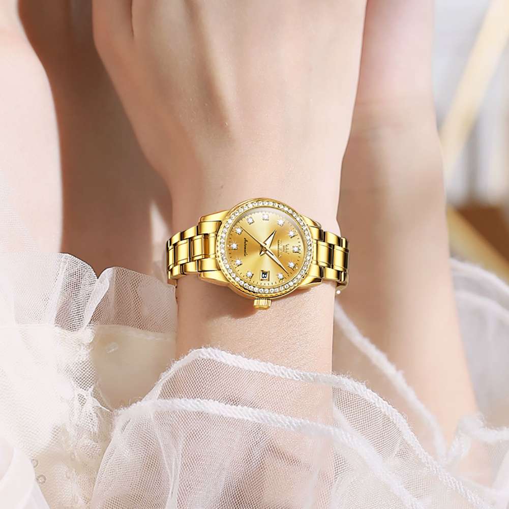 OLEVS 7003 Womens Watches Diamond Luxury Dress Wrist Watch Stainless Steel Waterproof Luminous Date