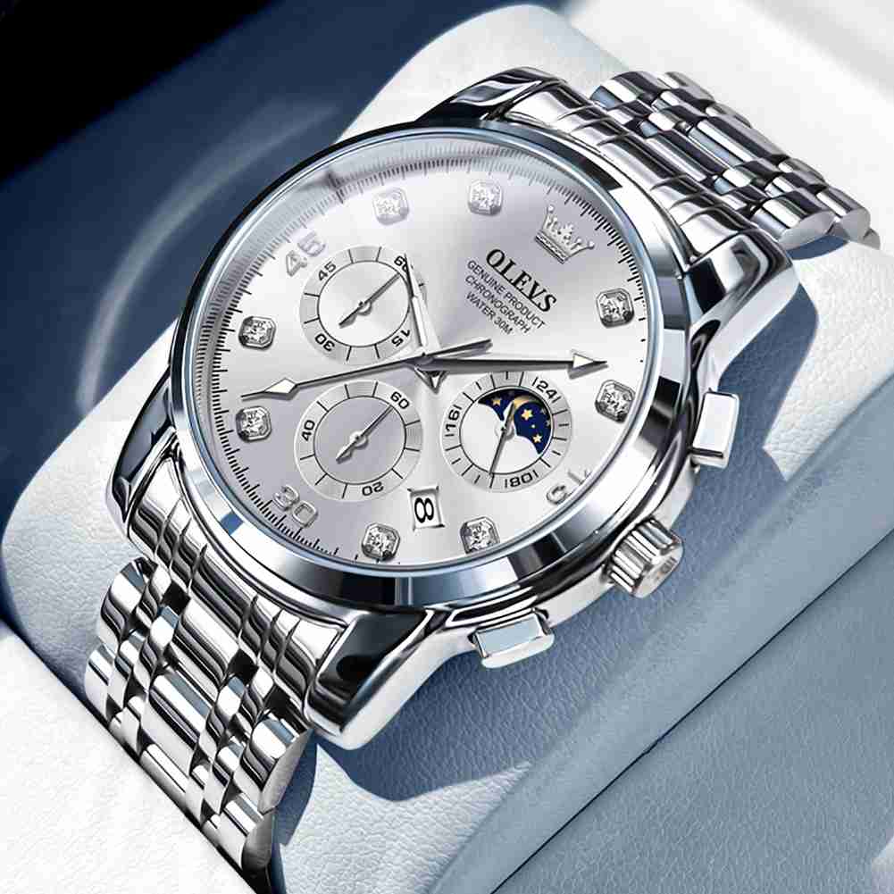 OLEVS 2889 Gold Watch Men Dress Diamond Tonneau Big Face Men Wrist Watch Waterproof Dual Watch Gift