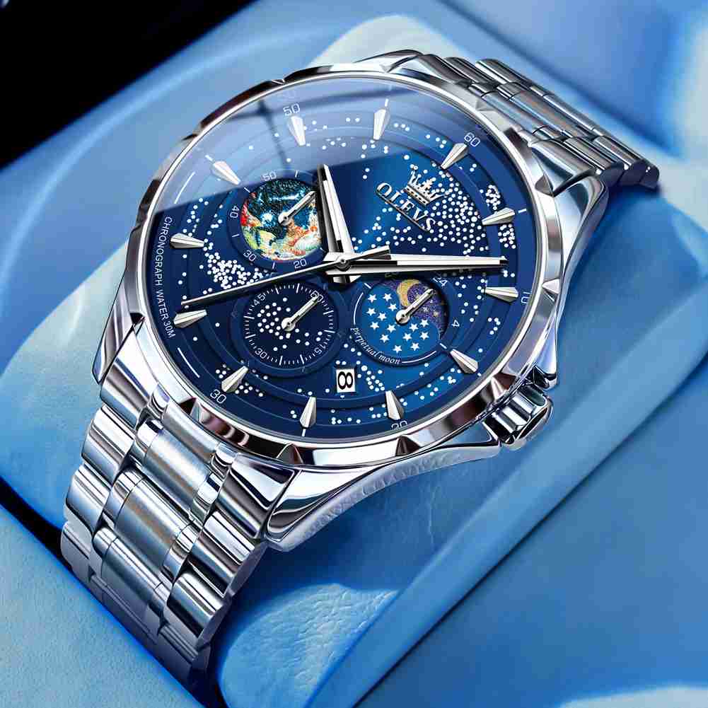 #Color_Silver Strap - Blue Dial Silver Trim