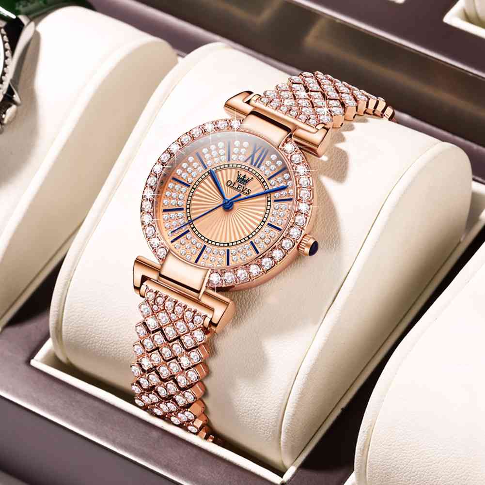 #Color_Rose Strap-Full Rose Diamond Stone Surface