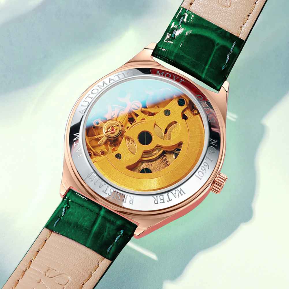 OLEVS 6601 Classic Green Mechanical Watch - The Perfect Blend of Elegance and Sophistication