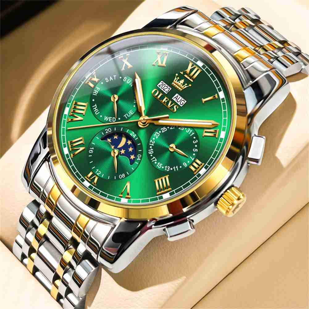 #color_Two Tone Strap-Green Dial Gold Trim