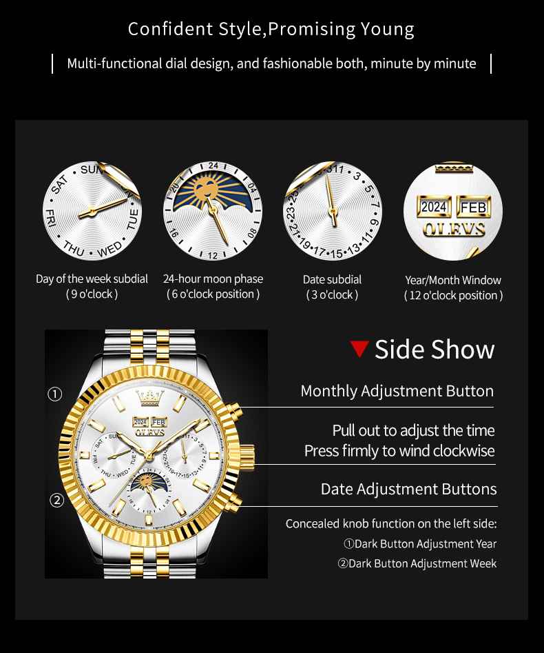 Olevs 6688 Premium Automatic Multi-Function Mechanical Watch