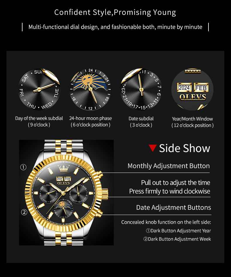 Olevs 6688 Premium Automatic Multi-Function Mechanical Watch